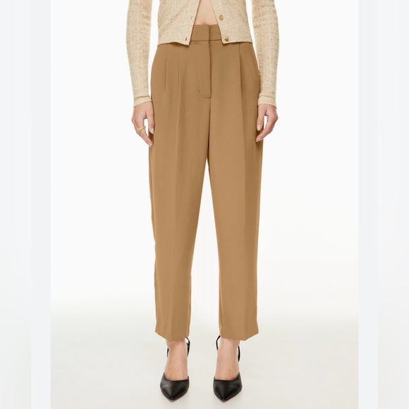 Wilfred Pants - Aritzia Wilfred Carrot pant high waist relaxed fit crepe trouser camel brown 6